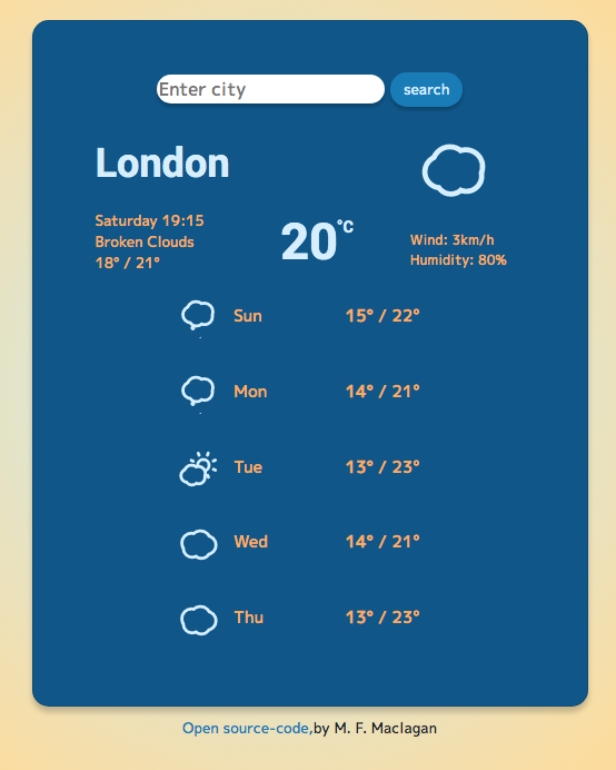 Weather React App Page